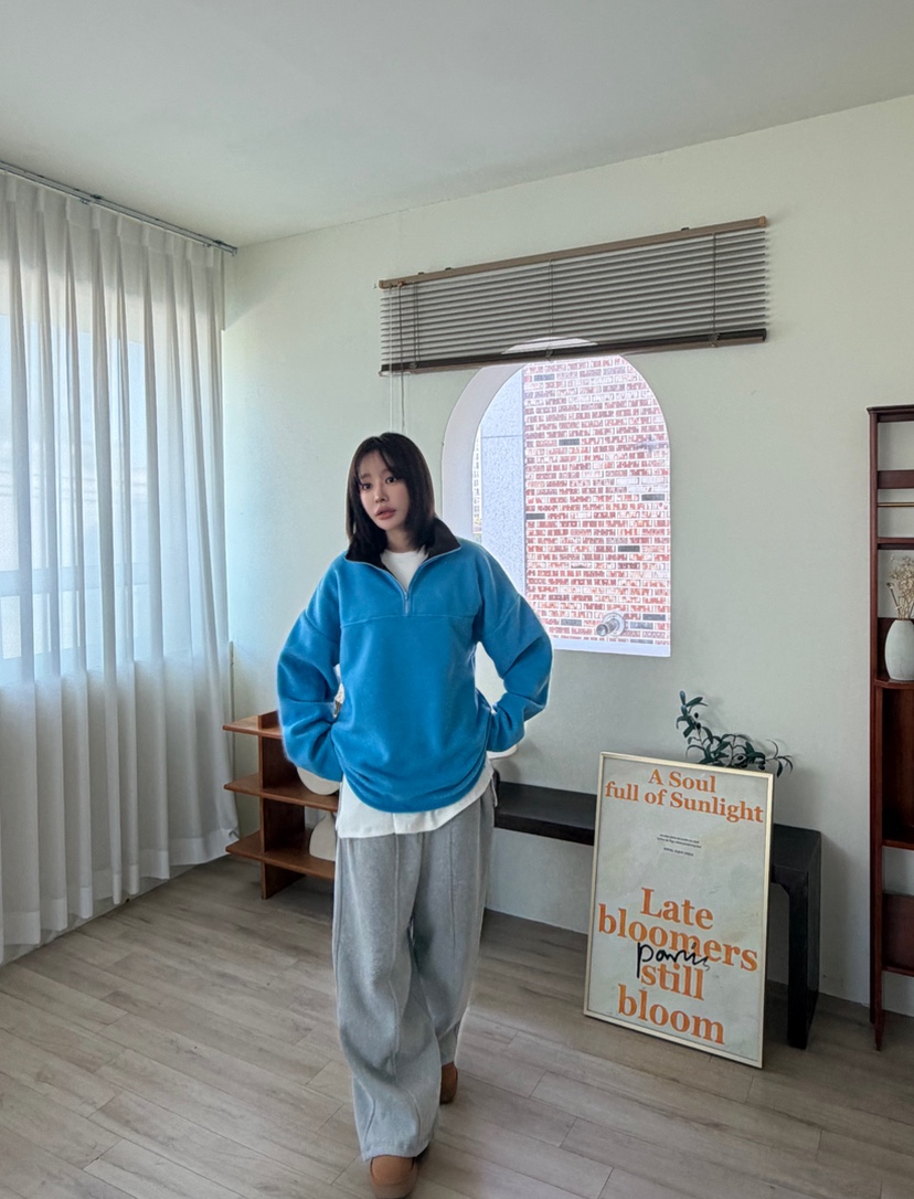 ODD FOCOUS東大門實拍女士新品推薦真品衛衣半拉鏈抓絨撞色ODD FOCOUS衛衣