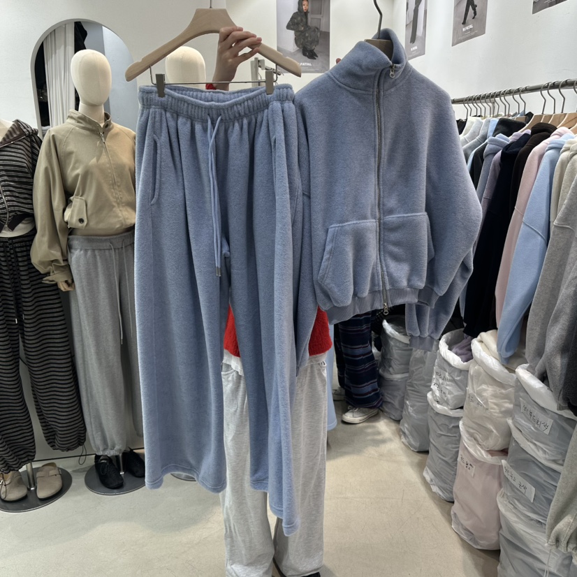 W.FATAL東大門實拍女裝新品真品熱賣休閑套裝雙面抓絨加絨W.FATAL套裝圖色1보카시블루霧霾藍