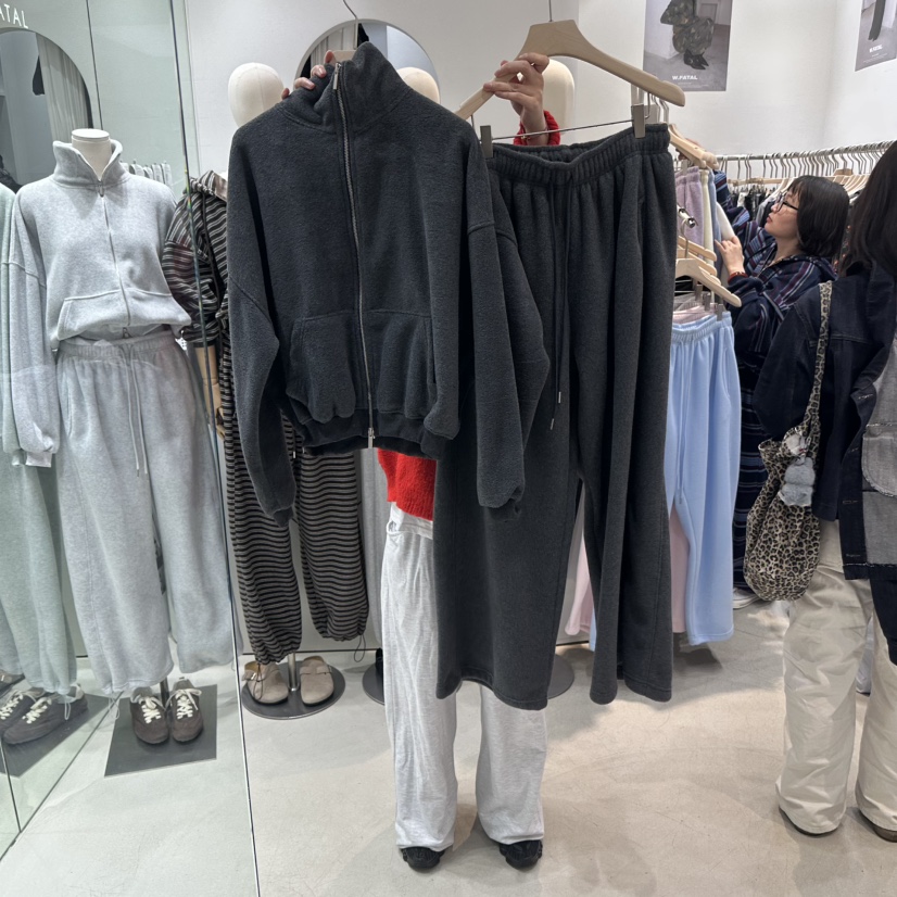W.FATAL東大門實拍女裝新品真品熱賣休閑套裝雙面抓絨加絨W.FATAL套裝圖色4차콜墨色