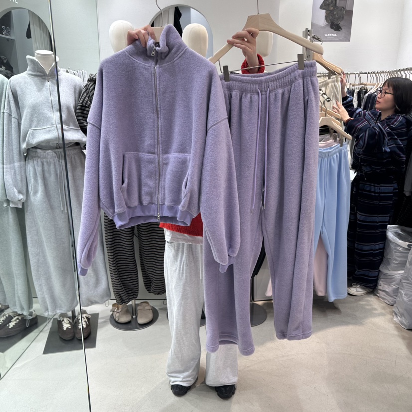 W.FATAL東大門實拍女裝新品真品熱賣休閑套裝雙面抓絨加絨W.FATAL套裝圖色5보카시보라紫色