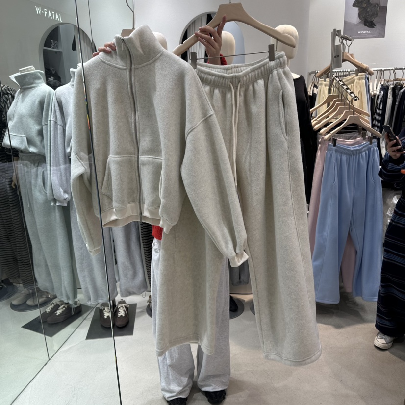W.FATAL東大門實拍女裝新品真品熱賣休閑套裝雙面抓絨加絨W.FATAL套裝圖色6크림奶油色