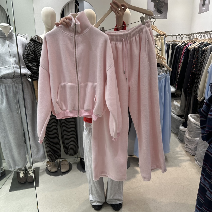 W.FATAL東大門實拍女裝新品真品熱賣休閑套裝雙面抓絨加絨W.FATAL套裝圖色8연핑크粉色