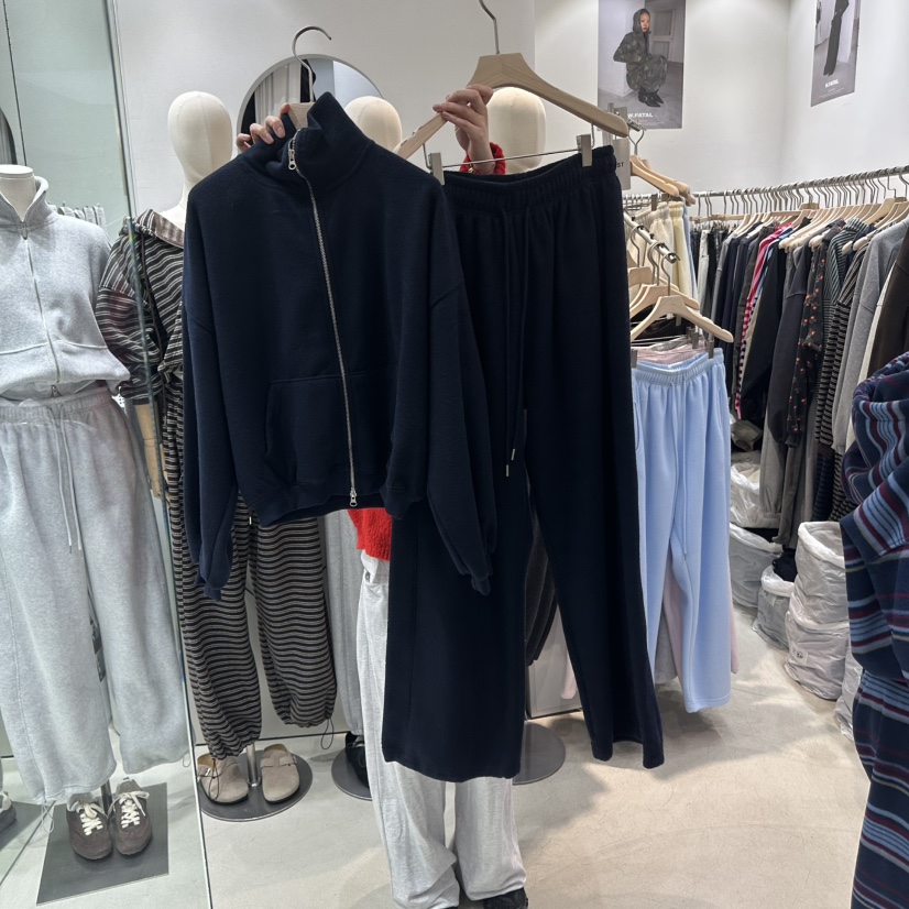 W.FATAL東大門實拍女裝新品真品熱賣休閑套裝雙面抓絨加絨W.FATAL套裝圖色11진곤색深藏青