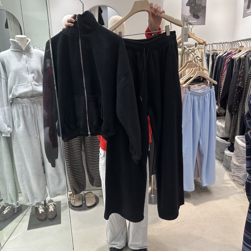 W.FATAL東大門實拍女裝新品真品熱賣休閑套裝雙面抓絨加絨W.FATAL套裝圖色12검정黑色