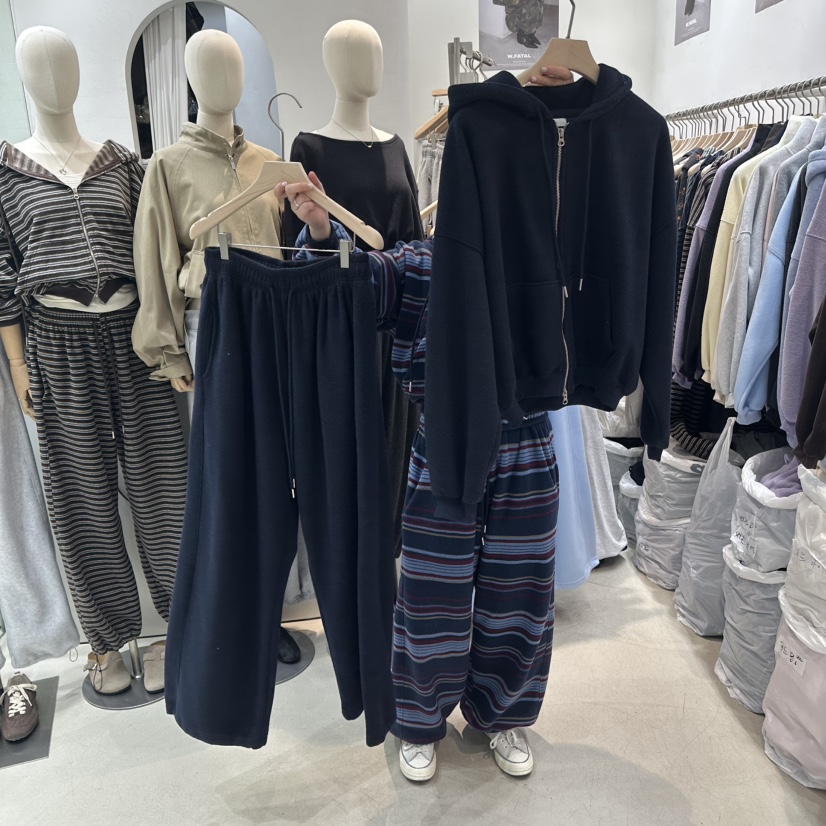 W.FATAL東大門實拍女裝新品休閑套裝雙面抓絨連帽衫加絨W.FATAL套裝圖色13진곤색深藏青