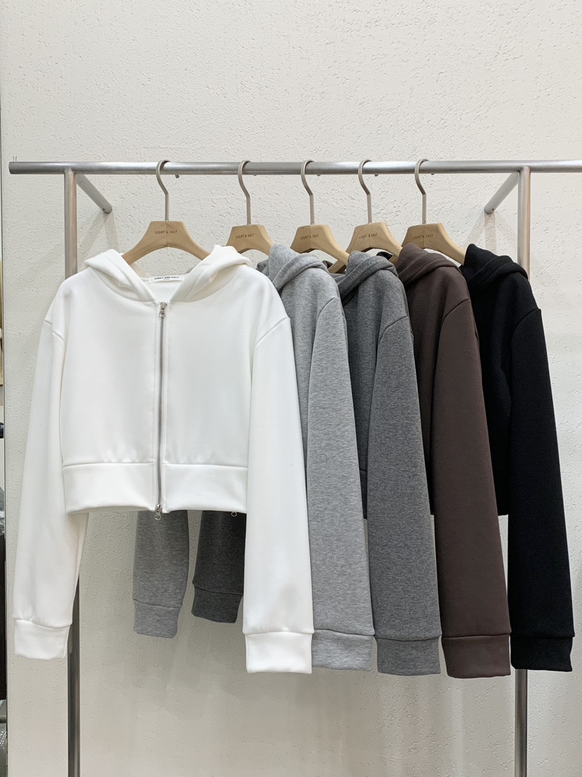 LIGHT AND SALT東大門代購女裝新款推薦衛衣連帽衫加絨短款貂皮LIGHT AND SALT衛衣