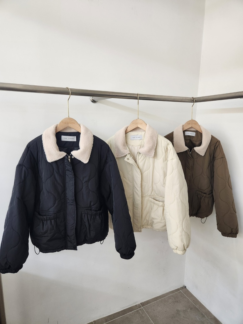 THE OTHER東大門實拍女士新款真品人氣短款棉服毛皮絎縫THE OTHER短款棉服