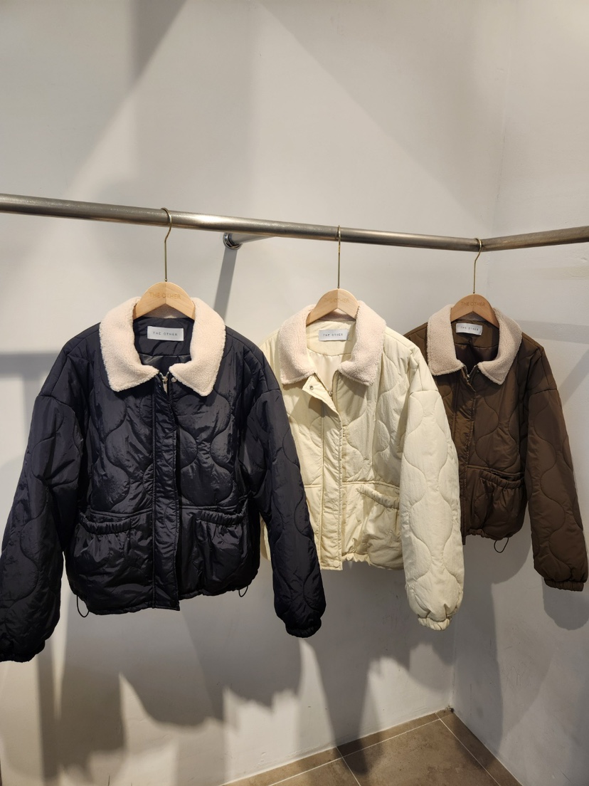 THE OTHER東大門實拍女士新款真品人氣短款棉服毛皮絎縫THE OTHER短款棉服