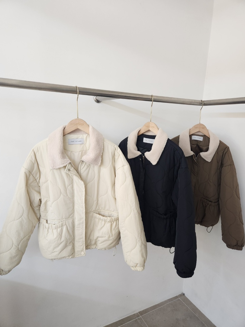 THE OTHER東大門實拍女士新款真品人氣短款棉服毛皮絎縫THE OTHER短款棉服