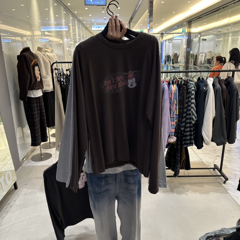 CREDITO東大門直郵女裝新品時尚休閑熱賣推薦真品長袖T恤CREDITO長袖T恤圖色2棕色