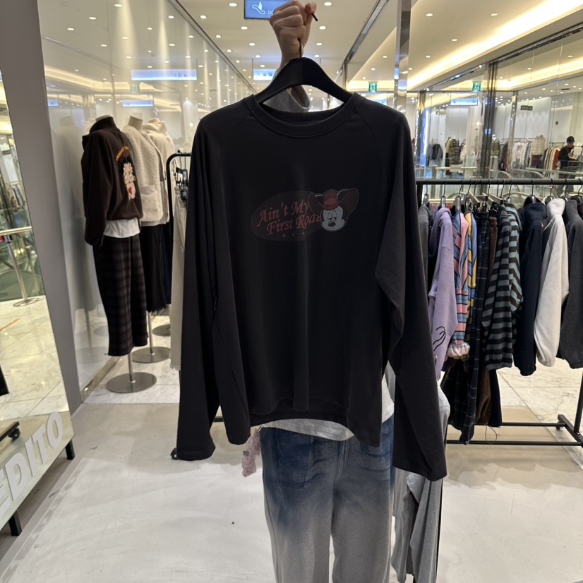 CREDITO東大門直郵女裝新品時尚休閑熱賣推薦真品長袖T恤CREDITO長袖T恤圖色3黑色