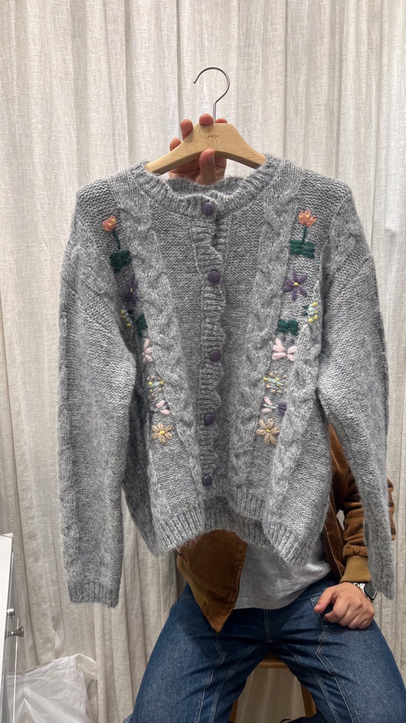 AHOY東大門代購女士新品時尚推薦人氣真品熱賣開衫花朵開衫AHOY  CRANAE-2件起開衫圖色3