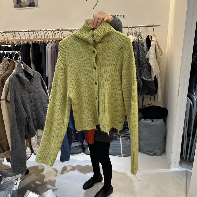 BAGUETTE-P東大門代購女裝新品熱賣真品毛衣復古高領開衫BAGUETTE-P毛衣圖色2