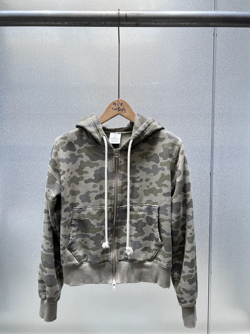 GVR COMPANY/RAWOO東大門實拍女士新款熱賣衛衣拉鏈連帽衫連帽衫加絨迷彩GVR COMPANY/RAWOO衛衣圖色4墨綠