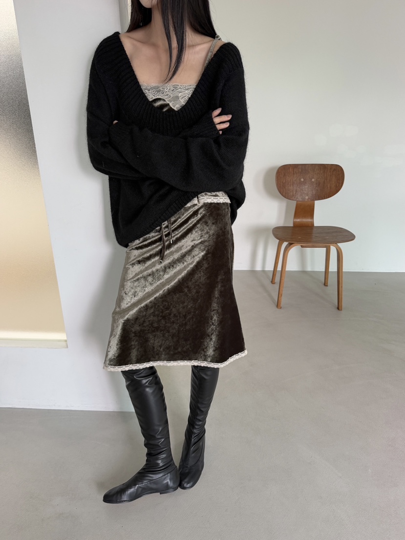 STAGE韓國代購女士新款人氣真品推薦休閑半身裙中短裙蕾絲STAGE半身裙/中短裙