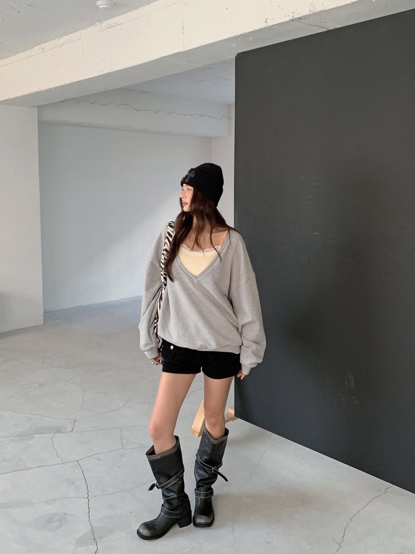 VERANDA韓國直郵女裝新品熱賣推薦真品休閑時尚衛衣深V領VERANDA衛衣
