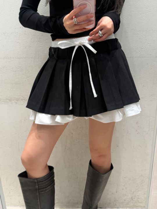mars韓國代購女士新品休閑熱賣人氣推薦真品時尚短裙褶裙mars短裙圖色1