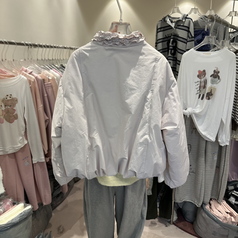MIMME/LOOKK東大門代購女裝新款熱賣短款羽絨服褶邊鴨絨MIMME/LOOKK短款羽絨服
