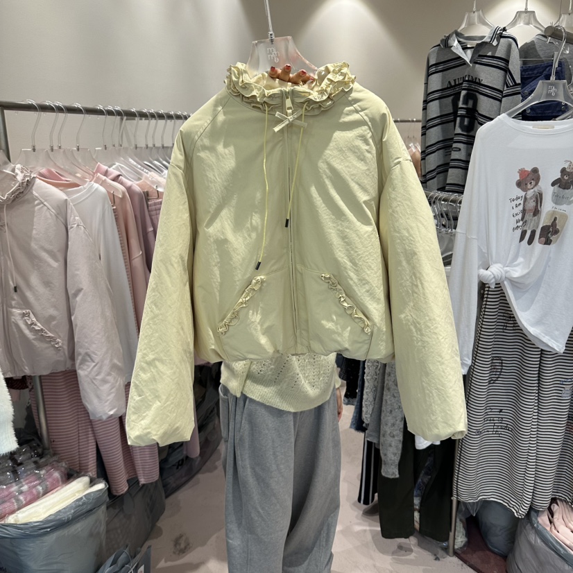 MIMME/LOOKK東大門代購女裝新款熱賣短款羽絨服褶邊鴨絨MIMME/LOOKK短款羽絨服圖色1