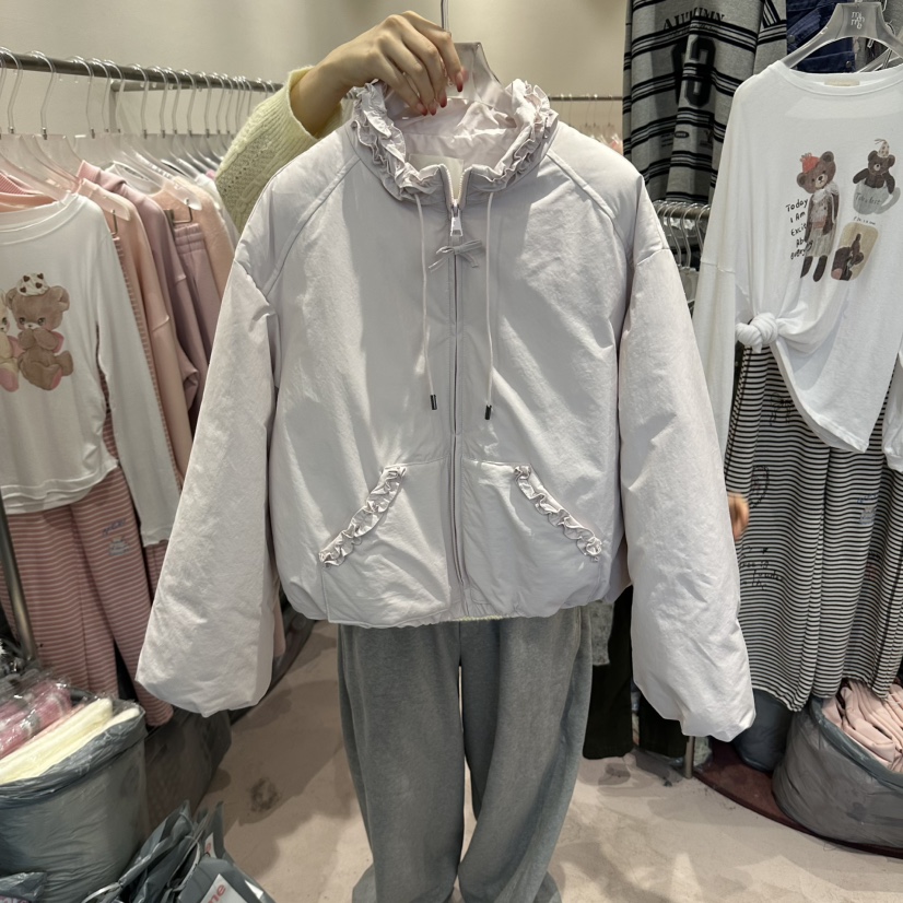 MIMME/LOOKK東大門代購女裝新款熱賣短款羽絨服褶邊鴨絨MIMME/LOOKK短款羽絨服圖色3