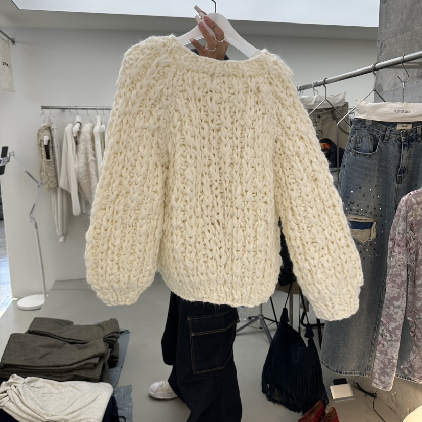 R U VAULT東大門實拍女裝新品推薦休閑毛衣手工編織開衫R U VAULT毛衣