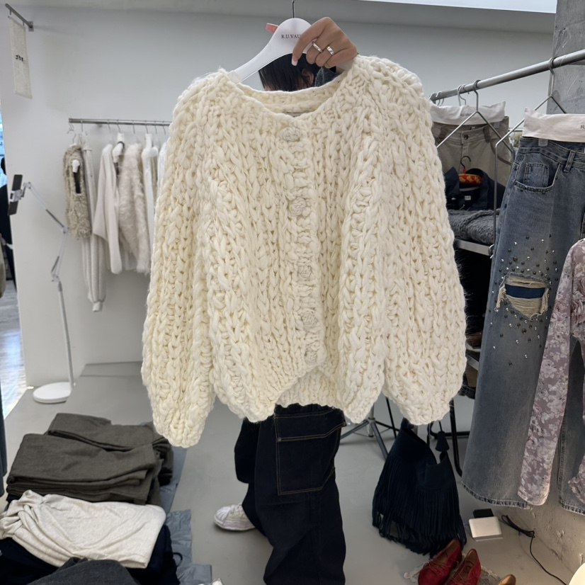 R U VAULT東大門實拍女裝新品推薦休閑毛衣手工編織開衫R U VAULT毛衣圖色1