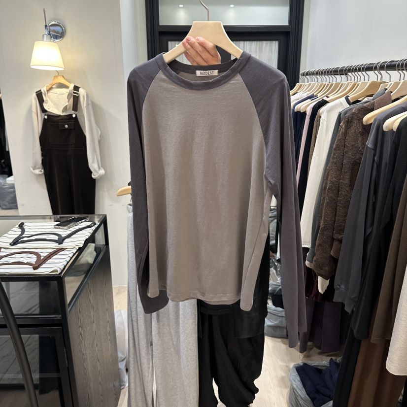 NOTTINGHAM/AVECNOUS/MODEST韓國代購女裝新品時尚長袖T恤MODEST/NOTTINGHAM長袖T恤圖色4