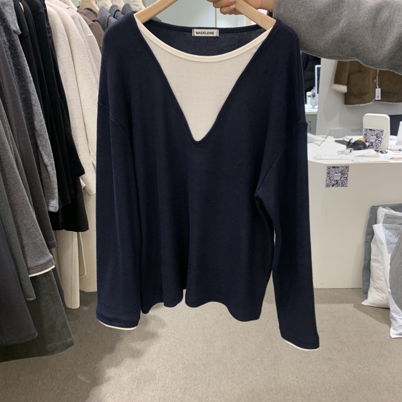 MADELEINE東大門直郵女裝新品推薦時尚休閑長袖T恤假兩件MADELEINE長袖T恤圖色1