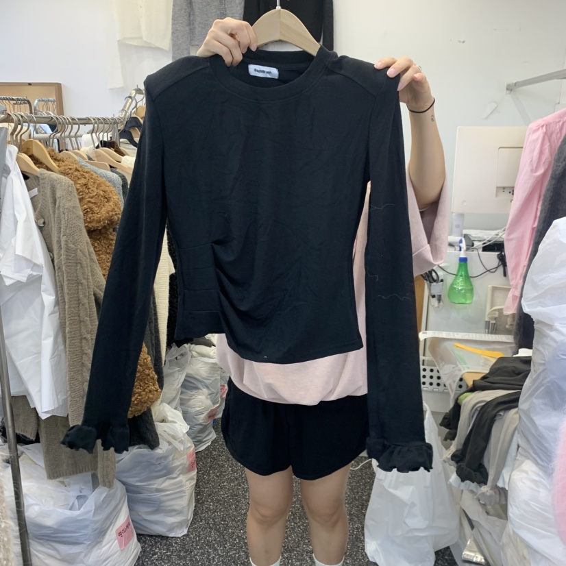 SAGE BRUSH東大門代購女士新款休閑真品人氣長袖T恤荷葉邊SAGE BRUSH長袖T恤圖色4