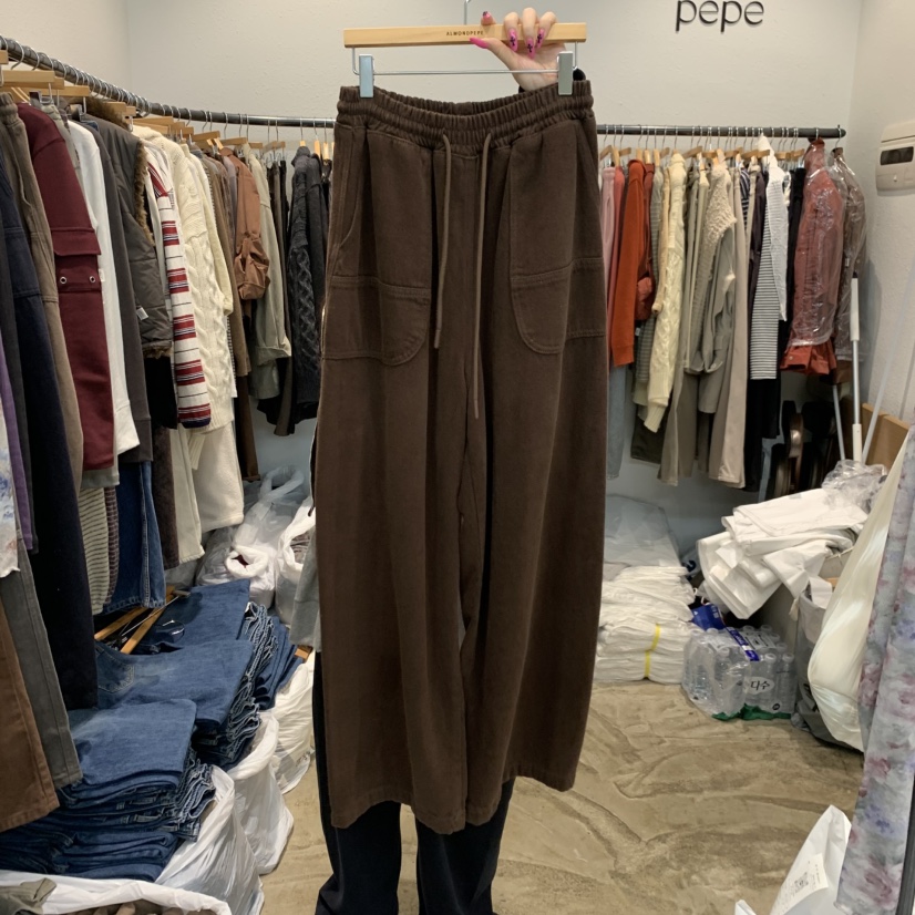 ALMOND PEPE韓國直郵女士新款熱賣推薦時尚休閑休閑褲加絨ALMOND PEPE休閑褲圖色3