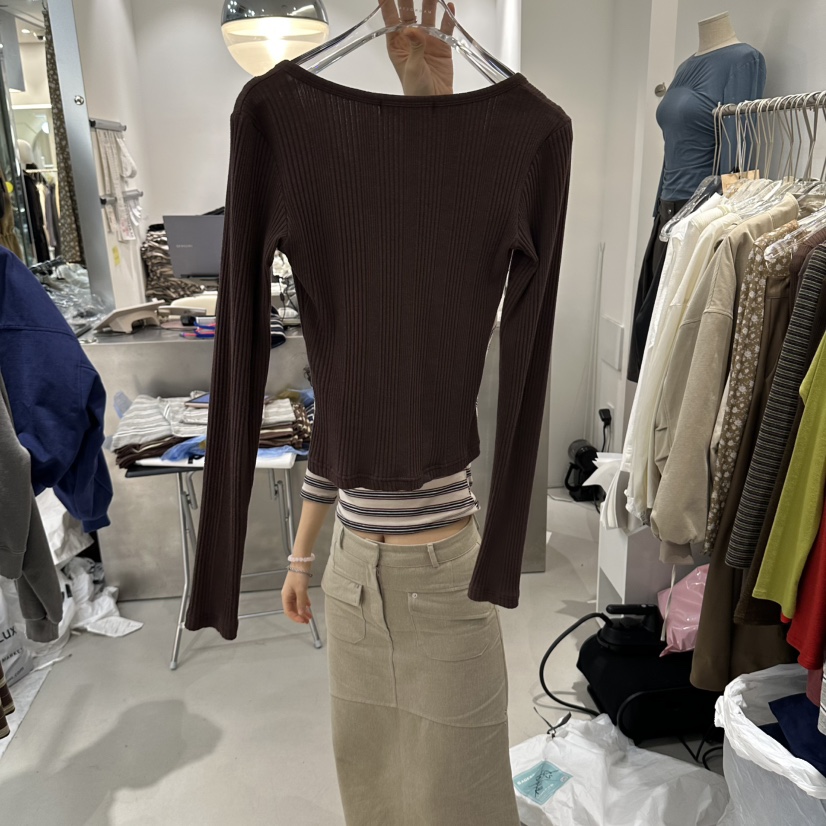 MAGNOLIA36-L東大門直郵女士新款真品人氣推薦長袖T恤紐扣MAGNOLIA36-L長袖T恤