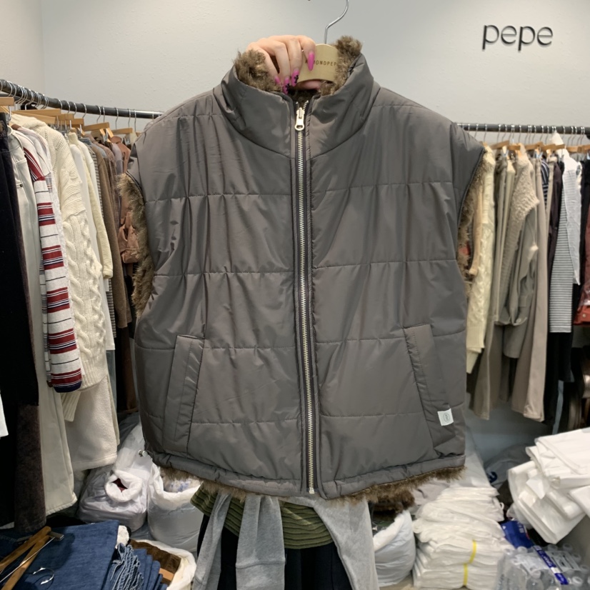 ALMOND PEPE東大門實拍女士新品熱賣人氣休閑馬甲兩面穿ALMOND PEPE馬甲圖色1