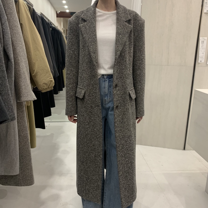 ETTER-B韓國代購女士新款休閑人氣推薦中長款大衣斜紋布ETTER-B中長款大衣圖色2深灰