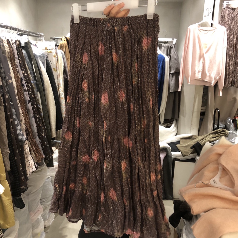 LOGROAD東大門實拍女士新品推薦真品人氣熱賣休閑長裙皺紋LOG ROAD長裙圖色1