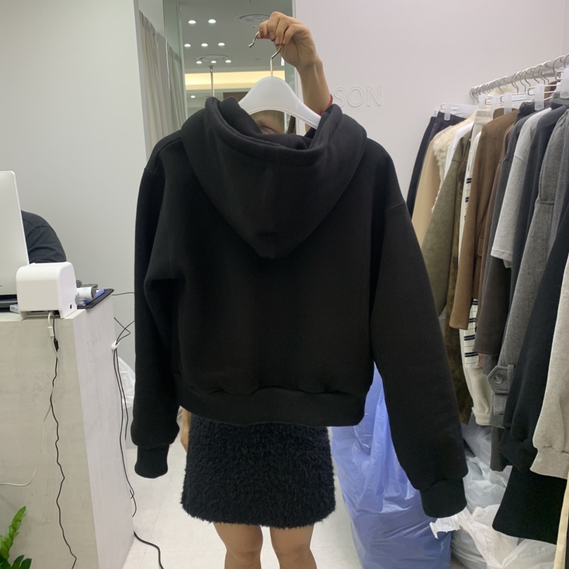 ELSON東大門代購女士新品時尚衛衣拉鏈連帽衫連帽衫加絨抓絨短款ELSON衛衣