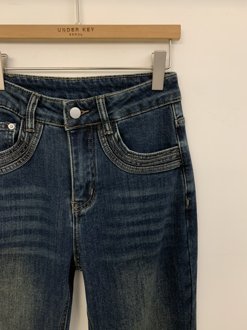 UNDER KEY韓國直郵女裝新品人氣熱賣休閑牛仔褲加絨經典UNDER KEY牛仔褲