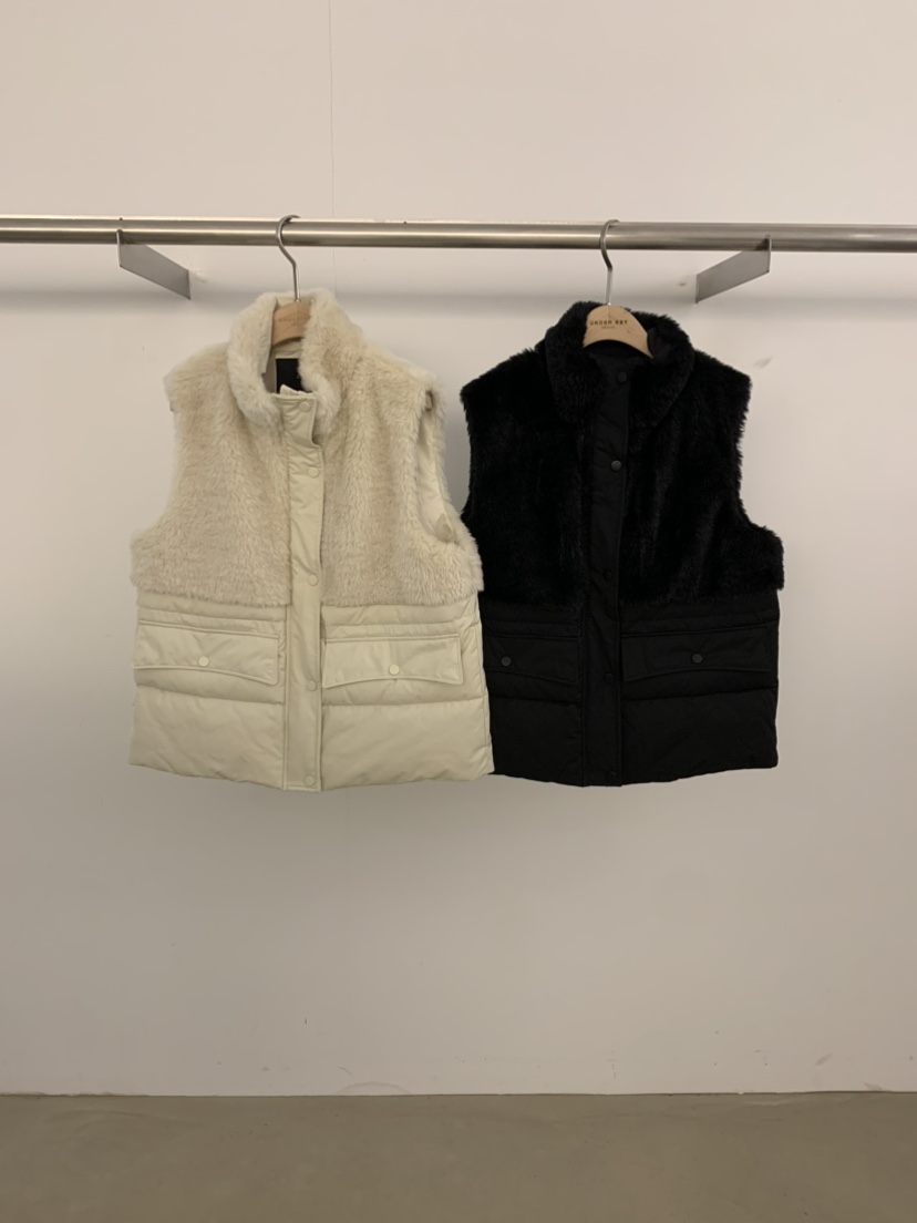 UNDER KEY東大門直郵女士新品熱賣人氣馬甲毛皮撞色鴨絨UNDER KEY馬甲
