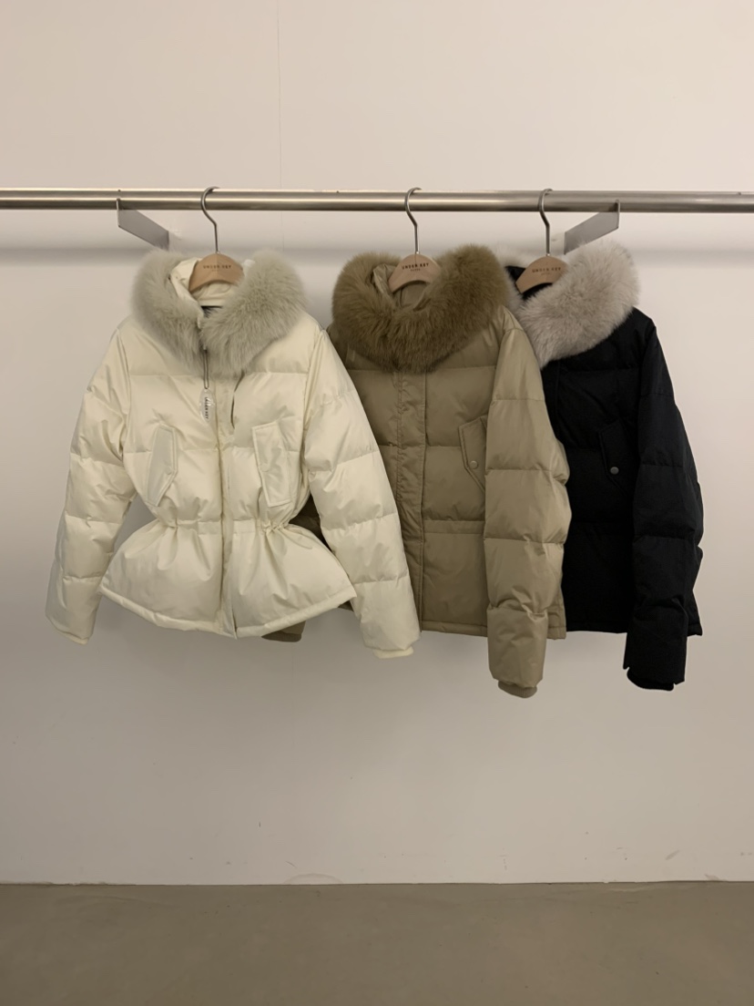 UNDER KEY東大門代購女士新款休閑短款羽絨服狐貍毛填充鴨絨UNDER KEY短款羽絨服