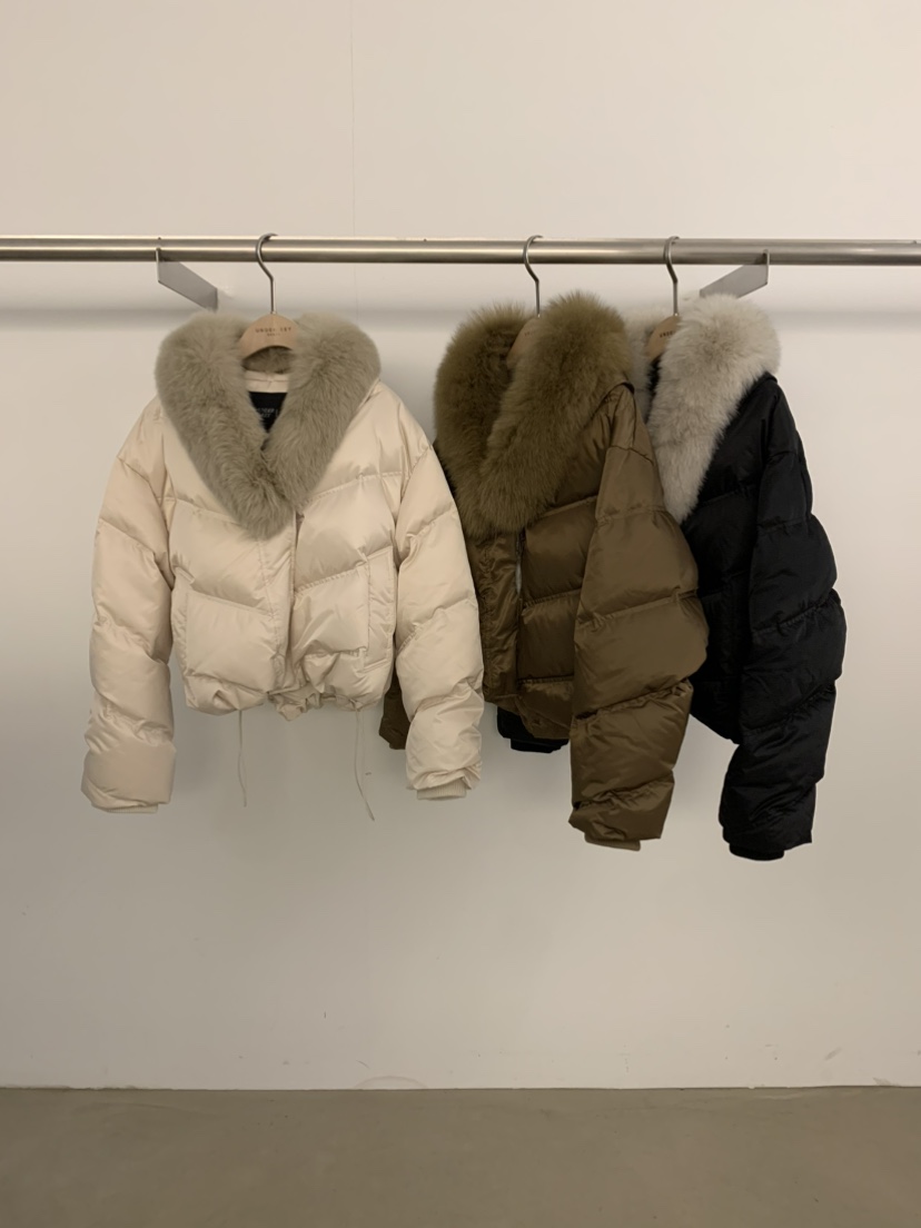 UNDER KEY東大門實拍女裝新品真品短款羽絨服狐貍毛填充鴨絨UNDER KEY短款羽絨服