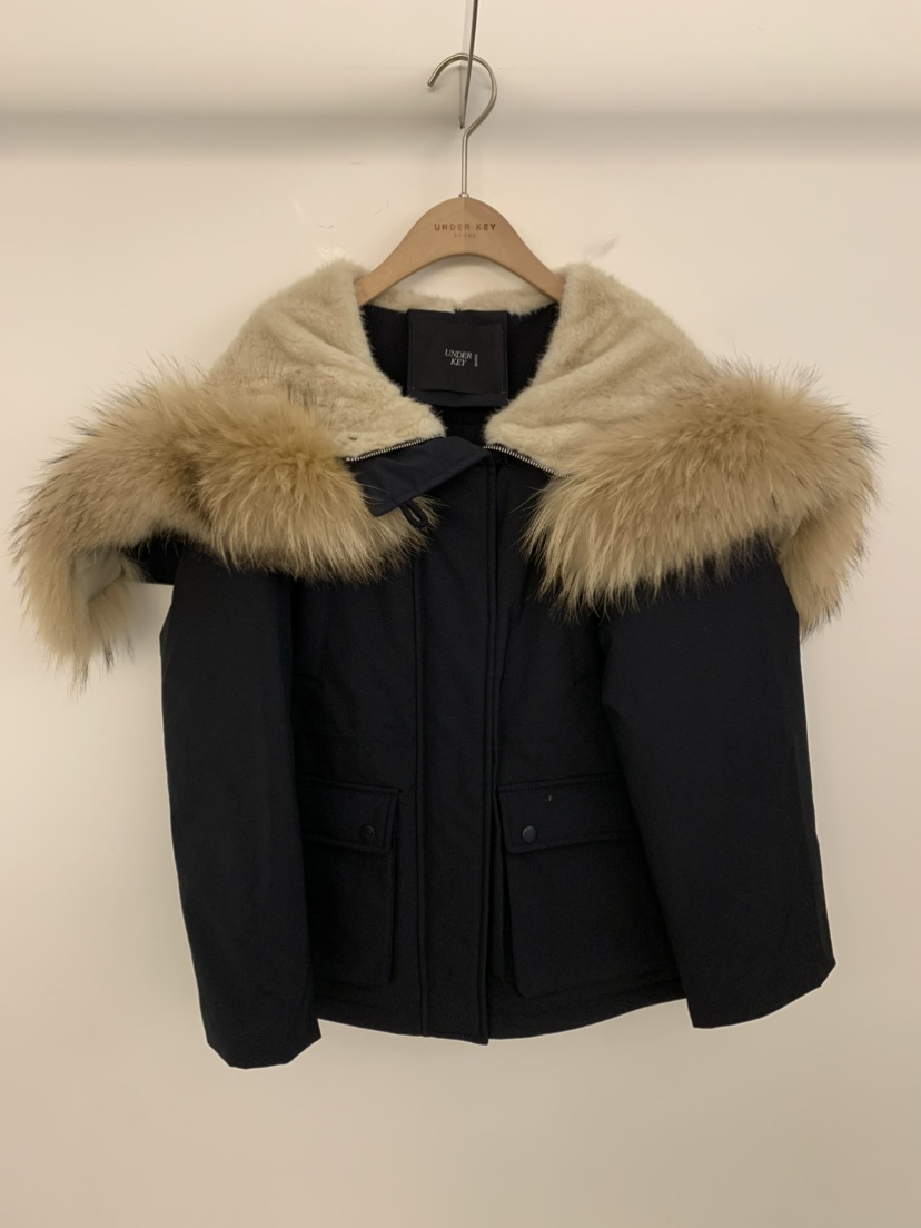 UNDER KEY東大門實拍女裝新品真品短款羽絨服狐貍毛填充鴨絨UNDER KEY短款羽絨服