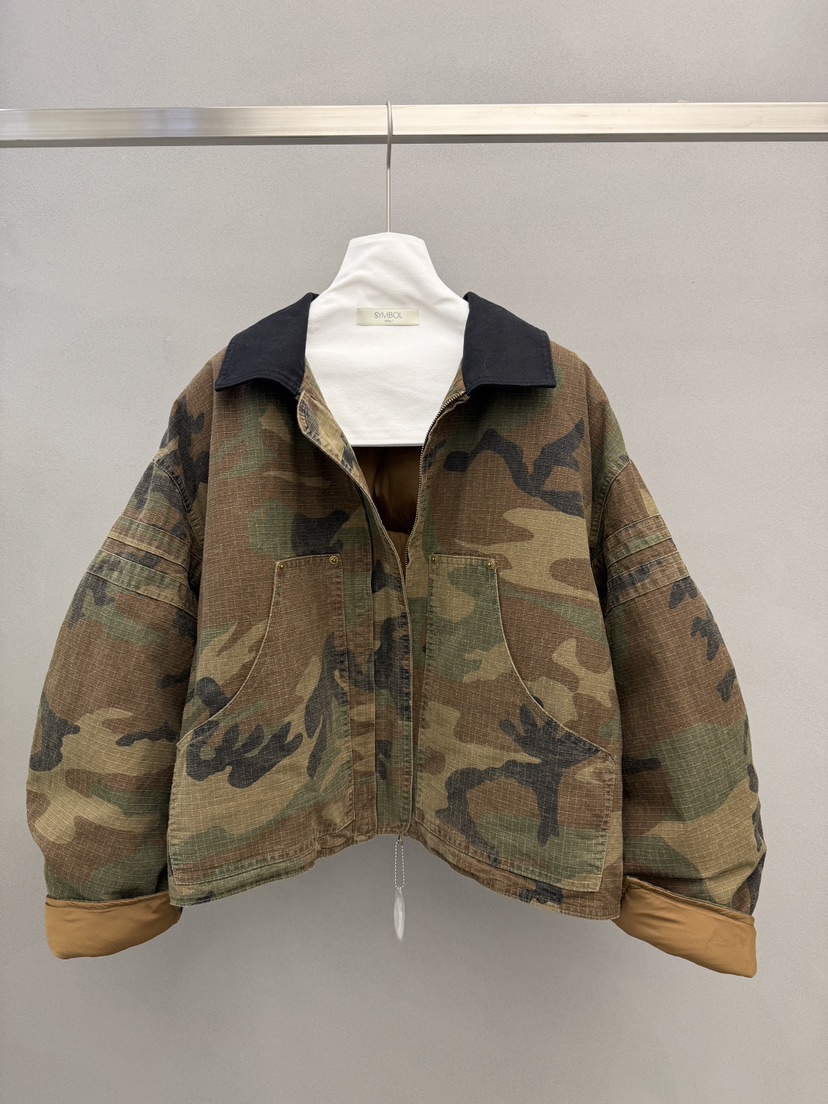 SYMBOL韓國直郵女裝新款休閑推薦真品短款羽絨服羽絨服迷彩SYMBOL短款羽絨服