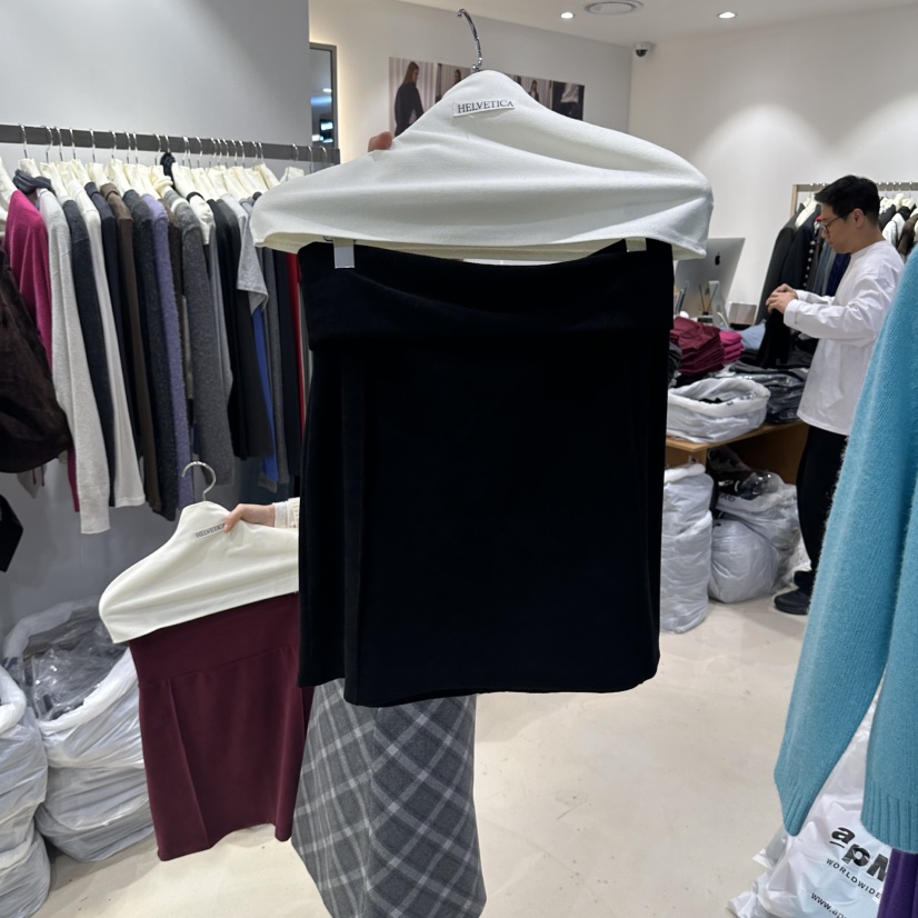 HELVETICA PLUS東大門實拍女裝新款時尚半身裙中短裙天鵝絨折疊HELVETICA半身裙/中短裙圖色2