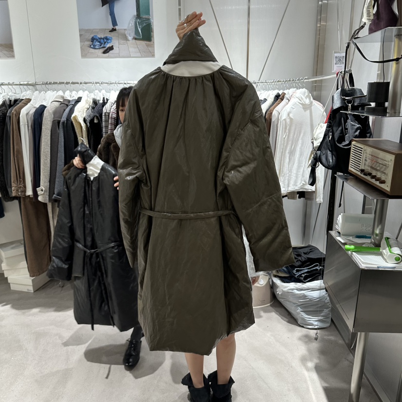 TEMPTING東大門代購女裝新款熱賣中長款大衣羽絨服含腰繩TEMPTING中長款大衣