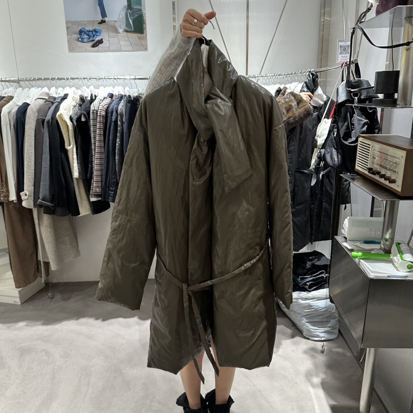 TEMPTING東大門代購女裝新款熱賣中長款大衣羽絨服含腰繩TEMPTING中長款大衣圖色1