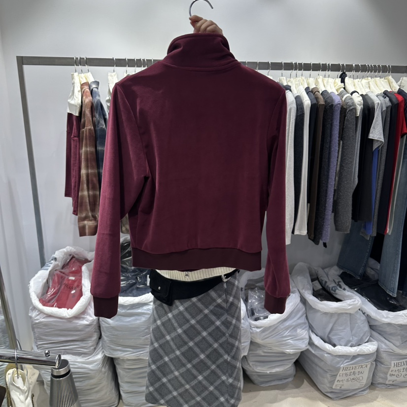 HELVETICA PLUS韓國直郵女士新品推薦休閑衛衣天鵝絨口袋HELVETICA衛衣