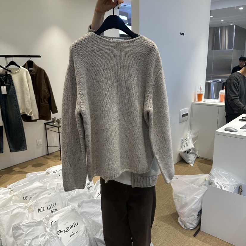 PAUSE韓國代購女士新品休閑時尚推薦人氣真品熱賣毛衣船領PAUSE毛衣圖色1