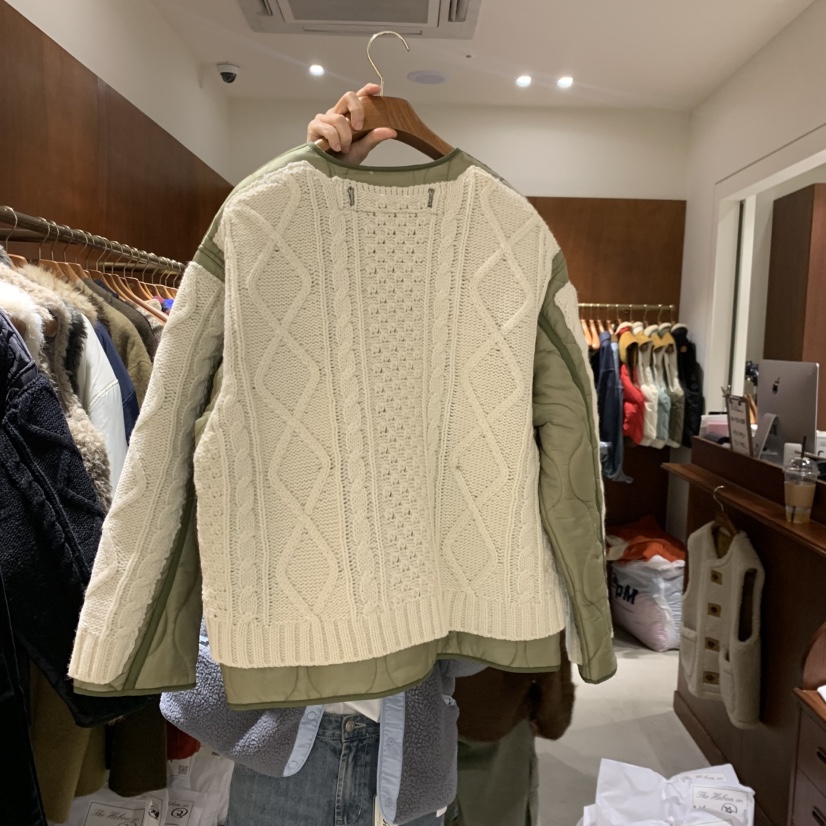 HEBON東大門代購女士新款時尚真品熱賣推薦短款棉服麻花針織HEBON短款棉服