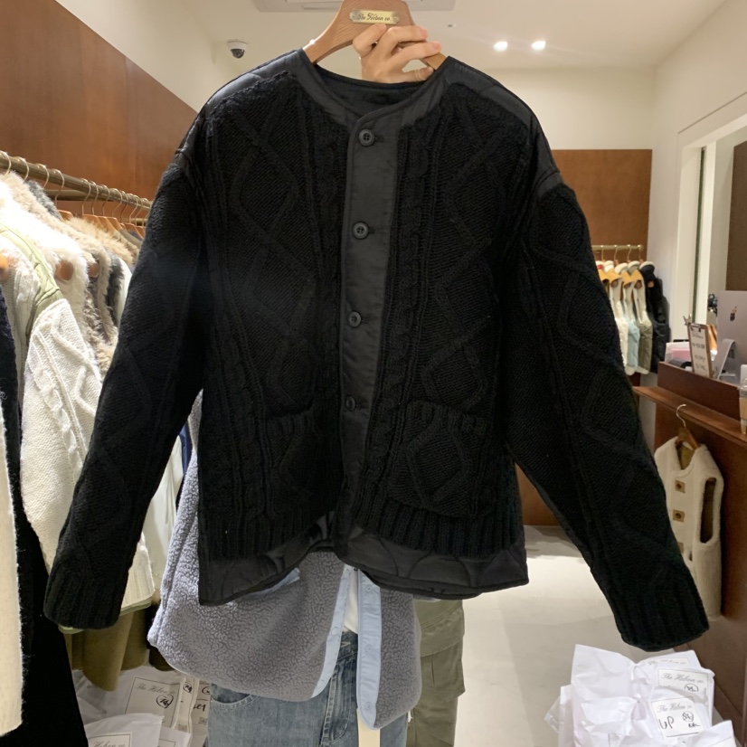HEBON東大門代購女士新款時尚真品熱賣推薦短款棉服麻花針織HEBON短款棉服圖色2