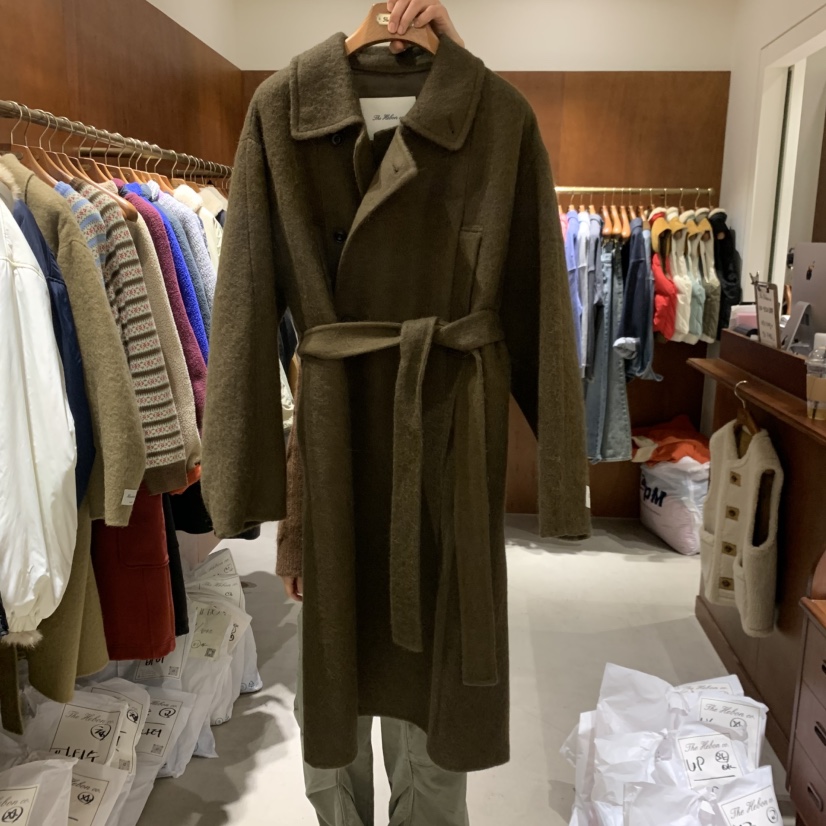 HEBON韓國直郵女士新品推薦真品時尚熱賣中長款大衣含腰帶HEBON中長款大衣圖色2