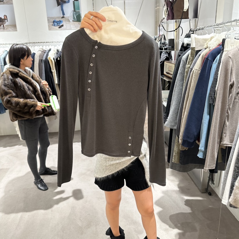 TEMPTING韓國直郵女裝新款真品推薦休閑時尚人氣熱賣長袖T恤TEMPTING長袖T恤圖色3墨色